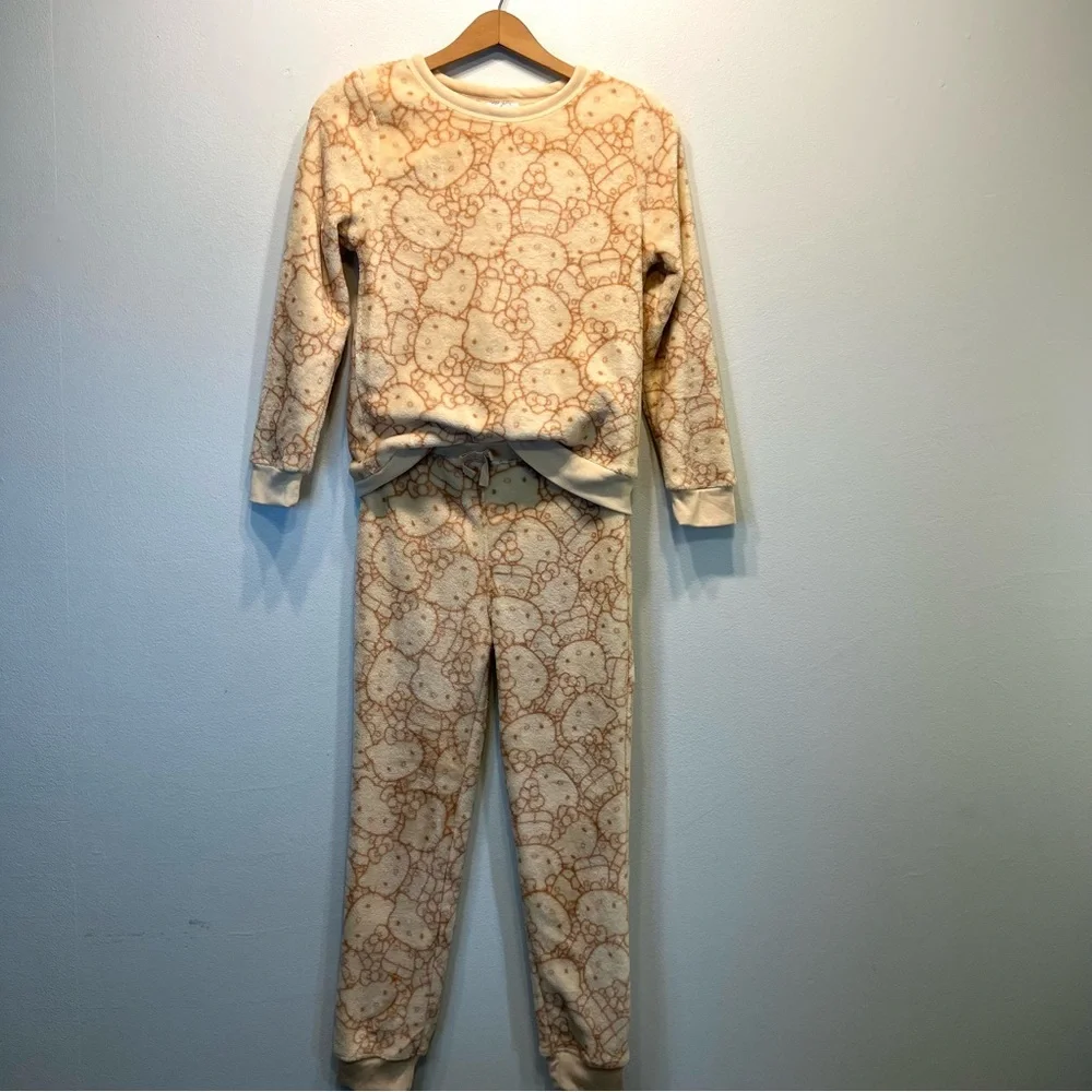 Sanrio Hello Kitty Kids Girls Cozy Fleece PJ Pajama Jogger Set Size Large